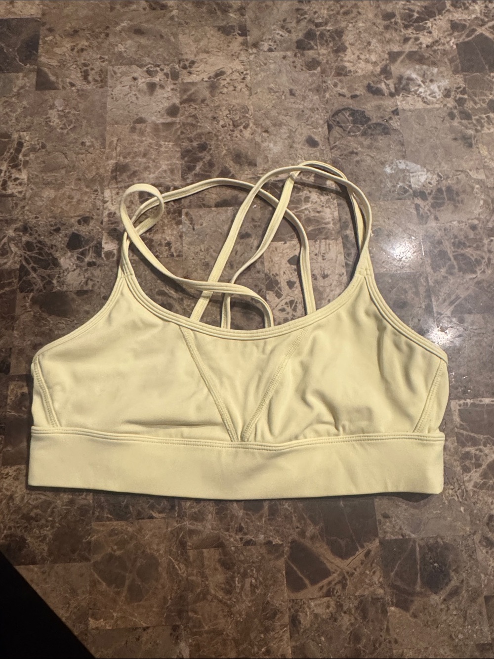 Alala Light Yellow Strappy Cross-Back Sports Bra